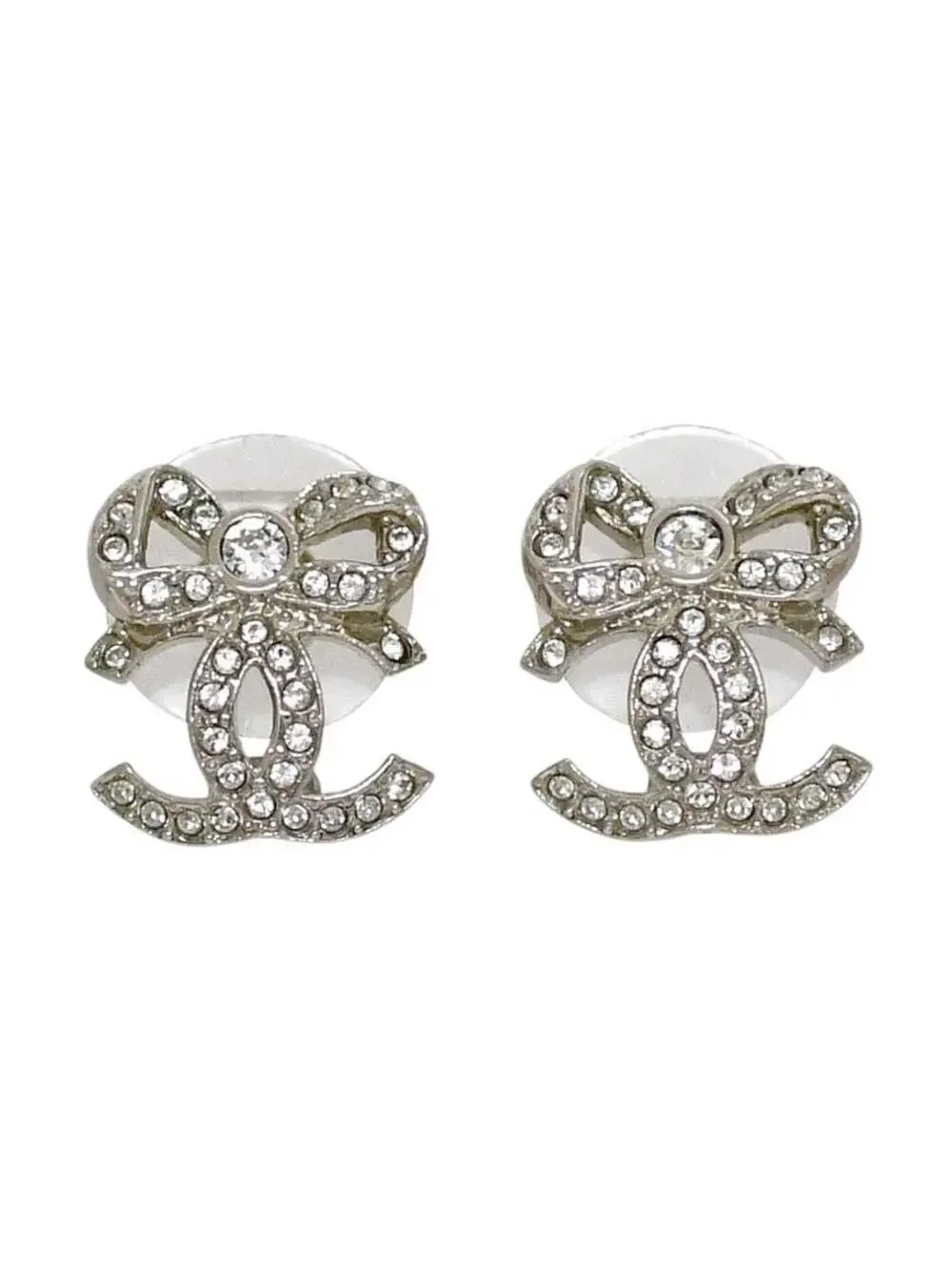 Chanel Cc Logo Earrings Silver-Tone #343282C11B